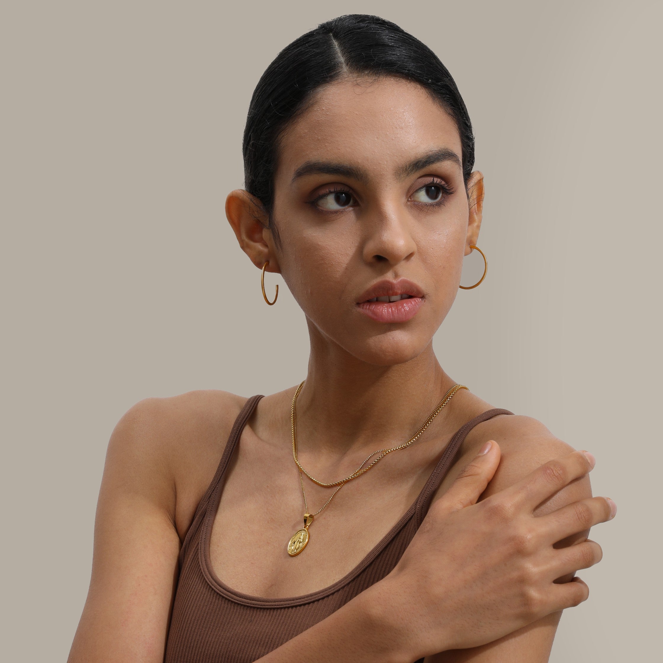 The thin hoop earrings