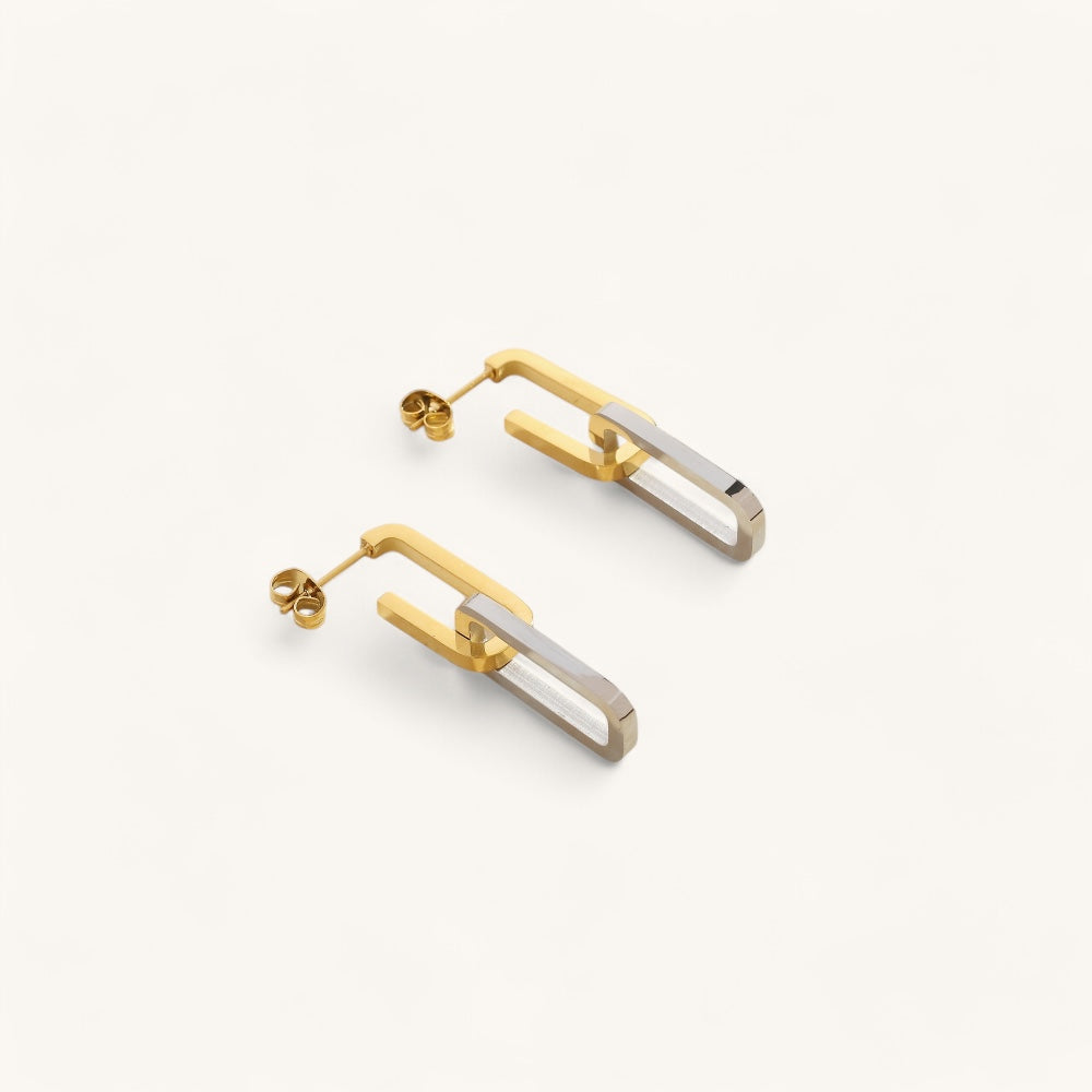 The two tone lock earrings